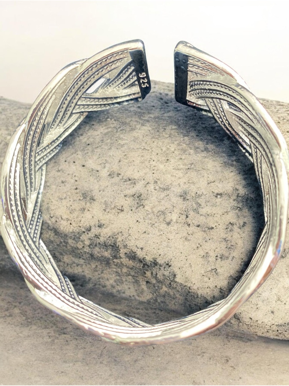 Sterling Silver Braided Cuff Bracelet - Silver - Women’s Jewelry